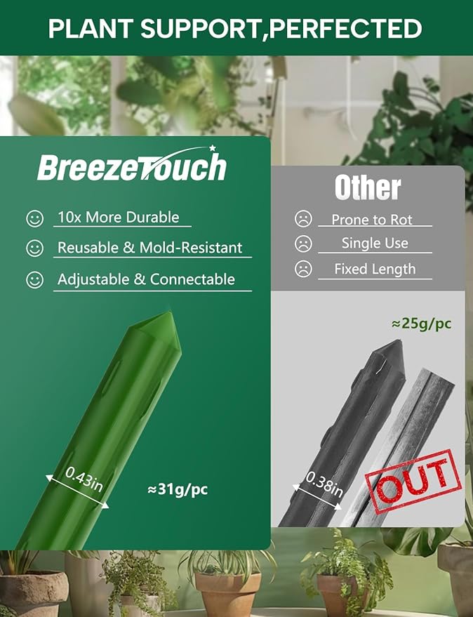 Breeze Touch Garden Trellis for Climbing Plants Outdoor, 30 Pack 17" Tomato - Image 5