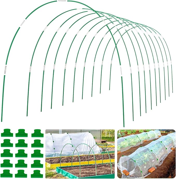 60Pcs Greenhouse Hoops Grow Tunnel Wide, 8FT Rust-Free Fiberglass Support by WYRJXYB