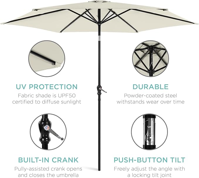 Best Choice Products 10ft Outdoor Table Compatible Steel Polyester Market Patio - Image 5