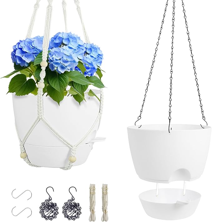 10 inch Self Watering Hanging Planters, 2 Pack Hanging Flower Pots by Meowell
