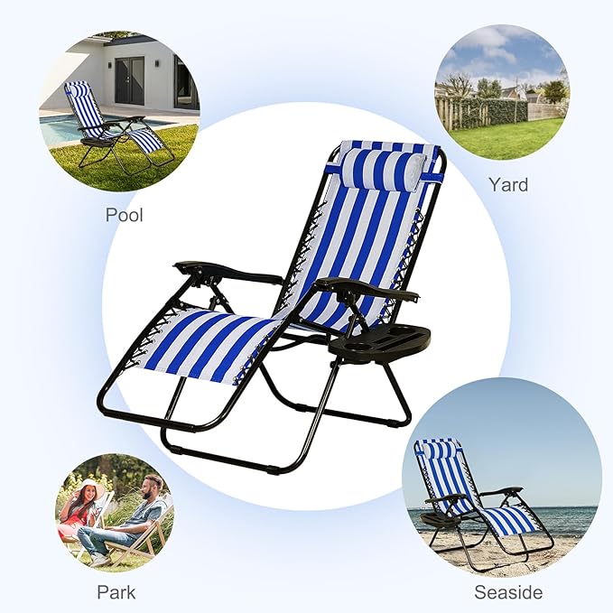 Nazhura Set of 2 Relaxing Recliners Patio Chairs Adjustable Steel Mesh Zero - Image 8