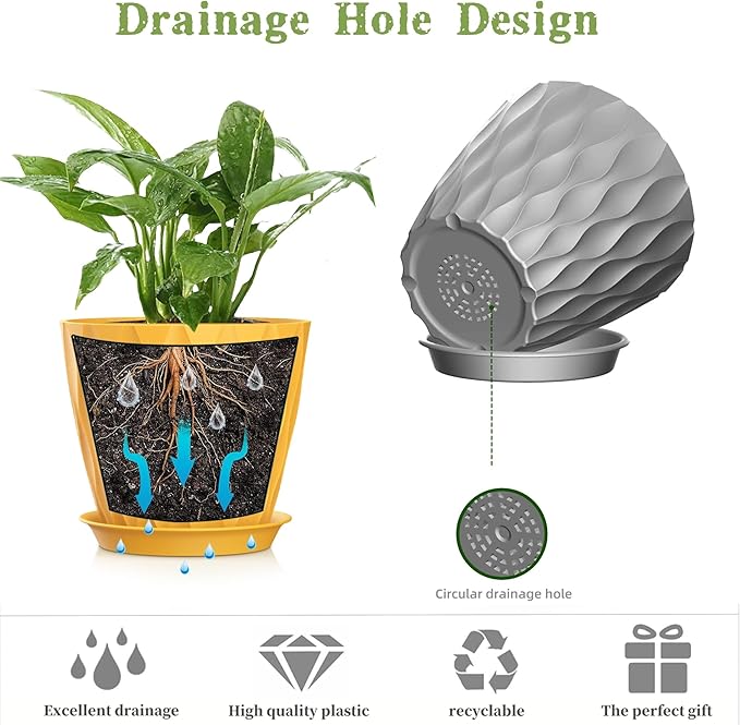 5 Inch Planter Pots, 6 Pack Indoor Planters, Small Flower Pots - Image 3
