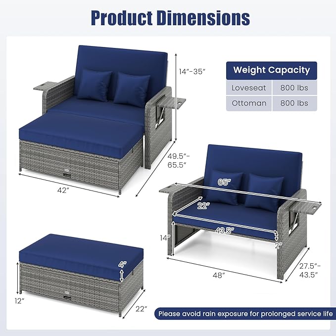 Tangkula Patio Rattan Daybed - Image 4