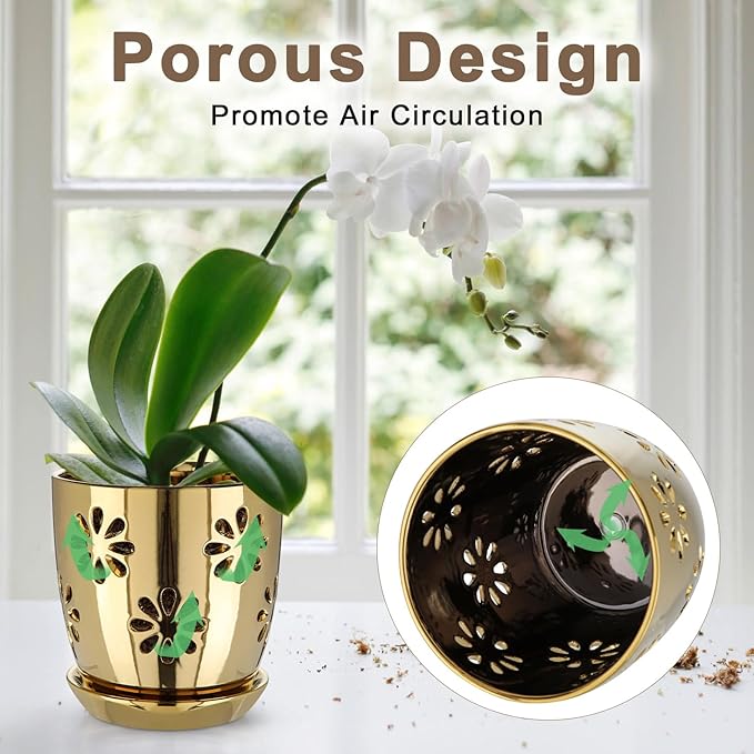 Oairse 6 inch Orchid Pots with Holes, Indoor Plant - Image 4