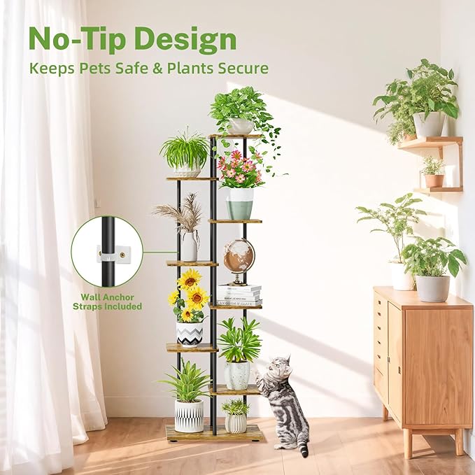 iDavosic.ly 7 Tier Tall Plant Stand Indoor, Tiered Corner Metal Wood Multiple - Image 5