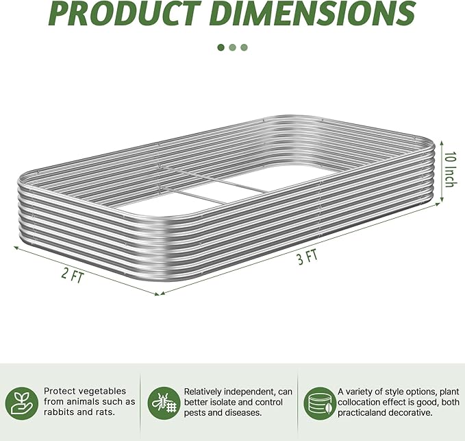 3 Pack Raised Beds for Gardening, Corrugated Galvanized Steel Raised Garden Bed - Image 2
