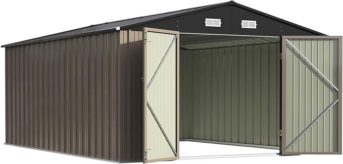 Patiowell 10x14 FT Outdoor Storage Shed, Large Metal Garden Shed - Image 2