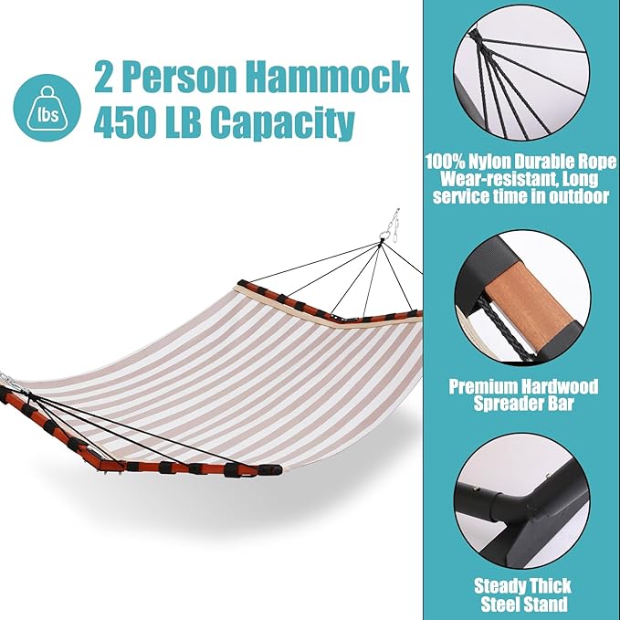 TegerDeger 12FT 2 Person Hammock Large Hammock Quick Dry 450LB Capacity - Image 5