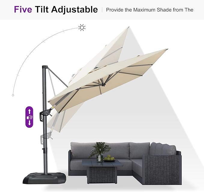 PURPLE LEAF 8'×8' Patio Cantilever Umbrella - Image 7