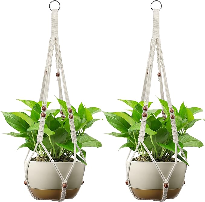 USLAI Macrame Plant Hanger Indoor Outdoor, Fits 4 to 15 Inch Pots, Strong by USLAI