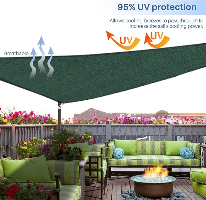 E&K Sunrise 6' x 6' x 6' Sun Shade Sail Triangle Canopy Shade Cover UV Block - Image 5