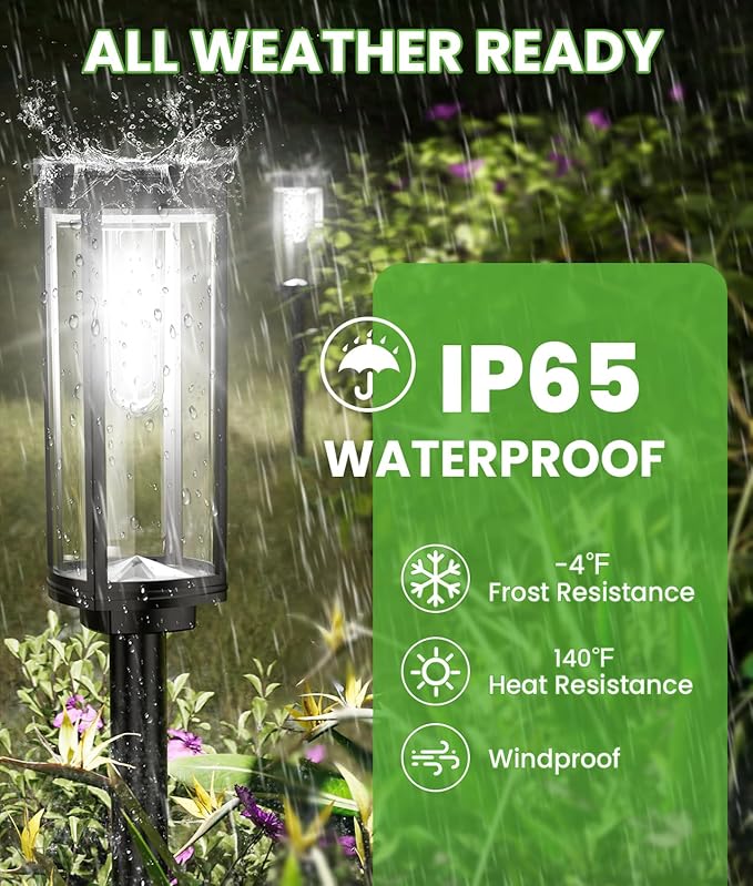 Bright Solar Lights Outdoor 6 Pack, Solar Pathway Lights Waterproof IP65 - Image 6