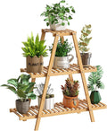 GHWIE Plant Stand Indoor Plant Shelf Outdoor bamboo Plant Rack, 3 Tiers Ladder by GHWIE