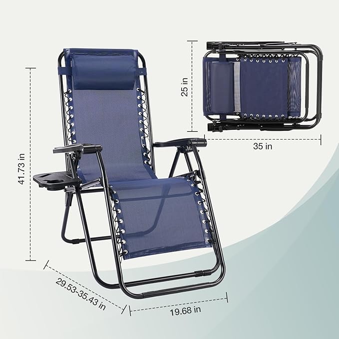 NEWBULIG Zero Gravity Chair Set of 4, Lounge Chair Folding Portable Adjustable - Image 2