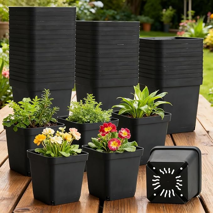 BTPLASTIK Square Nursery Pots 5.5 Inch, Garden Flower Planters - Image 7