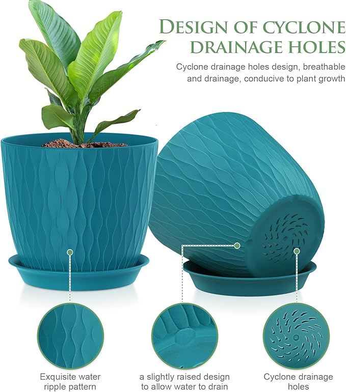 7 inch Flower Pots, 5 Pack Plant Pots - Image 3