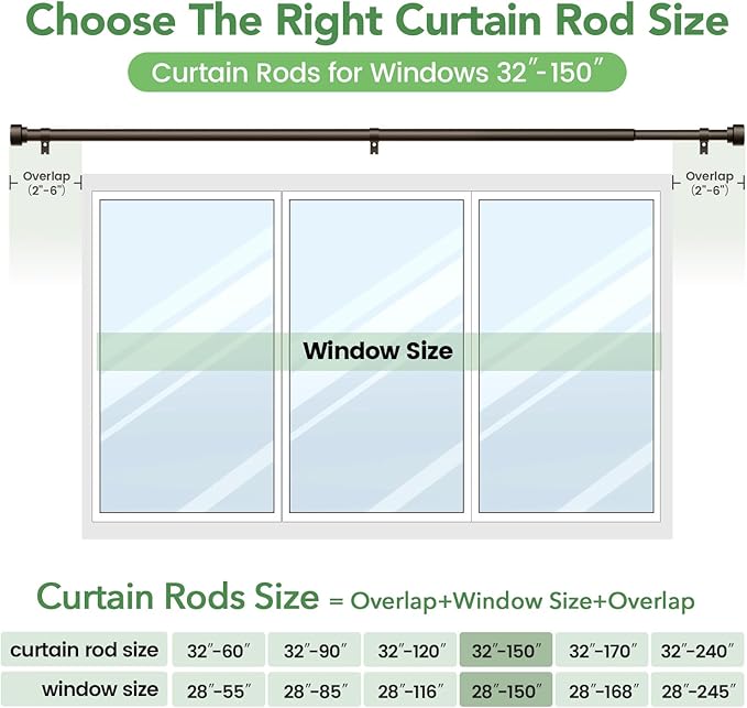 Curtain Rods for Windows 72 to 144, 1 Inch Adjustable Heavy Duty Long Window - Image 7