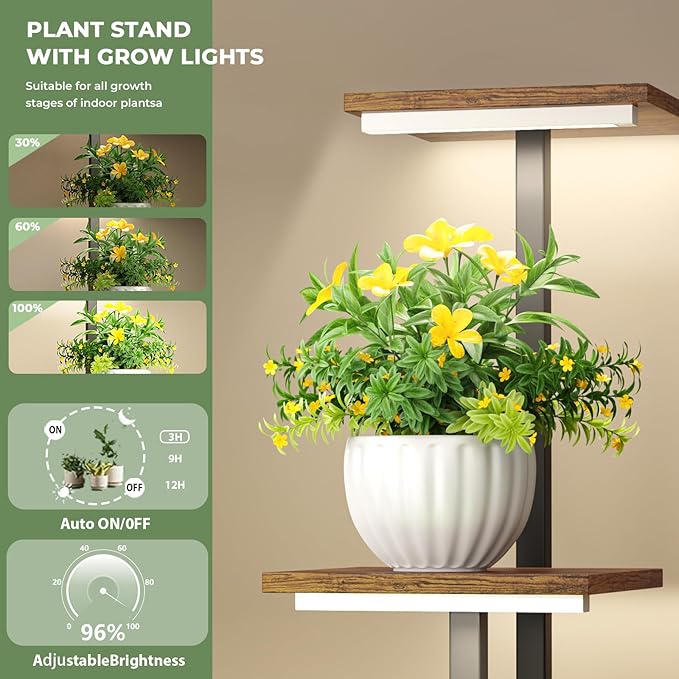 Corner Plant Stand Indoor with Grow Lights, 7 Tiered Plant Shelf Indoor - Image 3