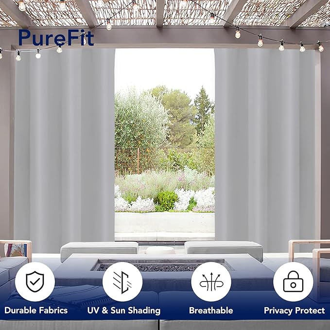PureFit Outdoor Curtains for Patio Waterproof Weatherproof, UV Resistant - Image 3