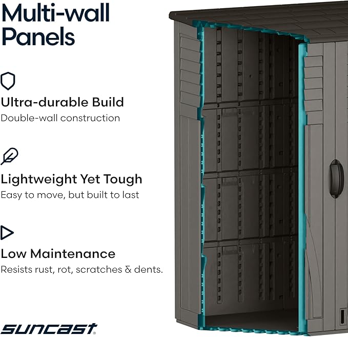 Suncast Outdoor Storage Cabinet Waterproof Resin Vertical Outdoor Storage Shed - Image 7