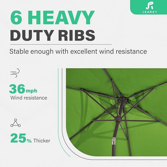 JEAREY 6.5x10 ft Rectangular Patio Umbrellas Rectangle Outdoor Umbrella - Image 9