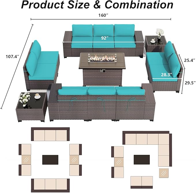 ALAULM 13 Pieces Outdoor Patio Furniture Set - Image 6