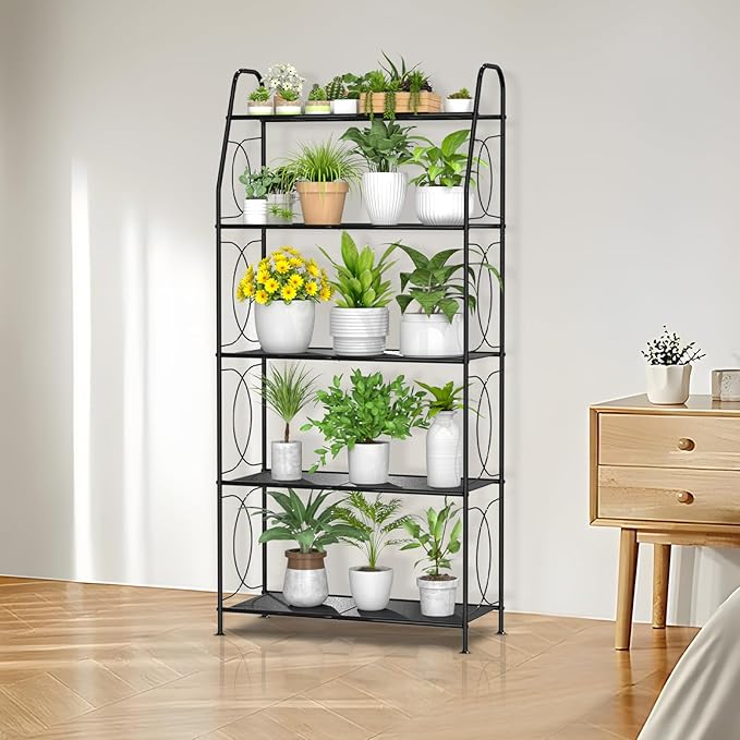 5 Tier Plant Stand Indoor Outdoor, Heavy Duty Plant Shelf, Metal Mesh Tall - Image 2