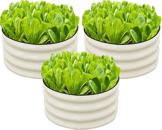 SnugNiture 3 Pcs 2x2x1ft Round Galvanized Raised Garden Bed Kit Outdoor by snugniture