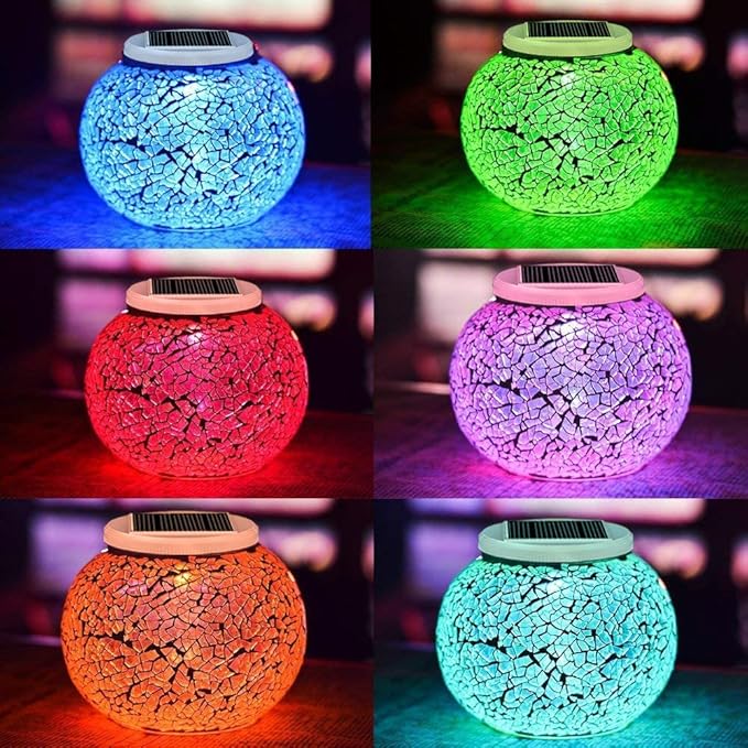 Aukora Color Changing Solar Powered Glass Ball Garden Lights, Table Lamps - Image 7
