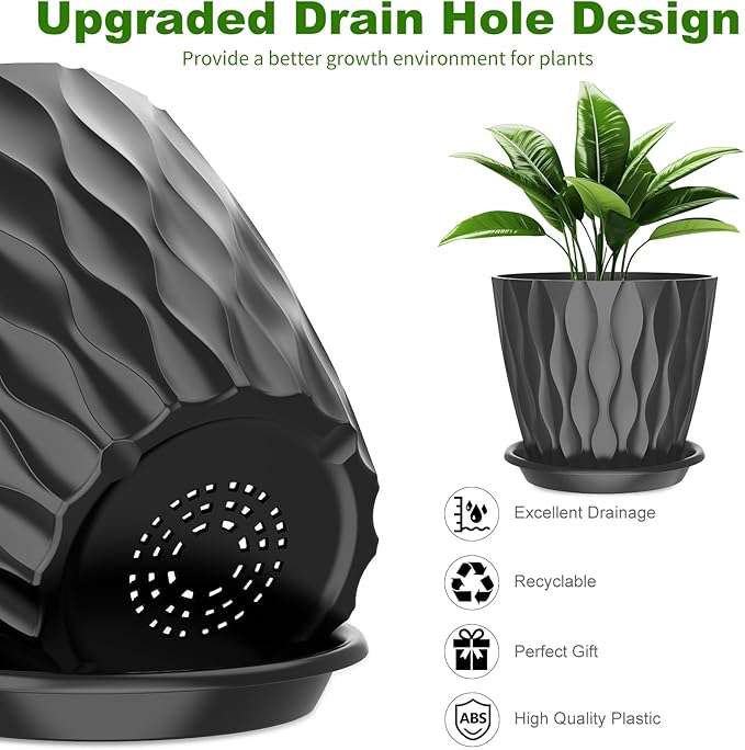 6 Pack 6 Inch Indoor Plant Pots - Image 3