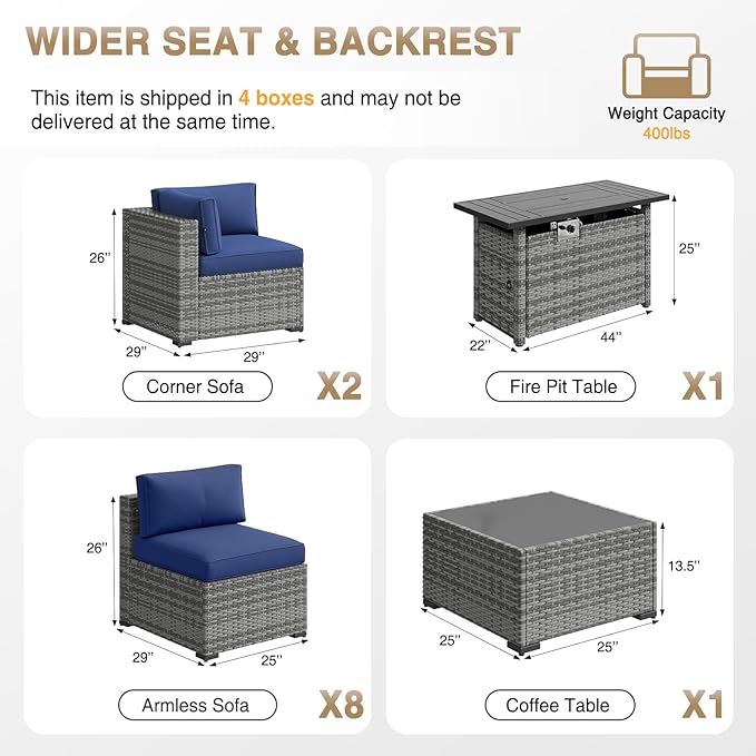 Aoxun Patio Furniture Sets, 12-Piece Outdoor Patio Furniture - Image 7