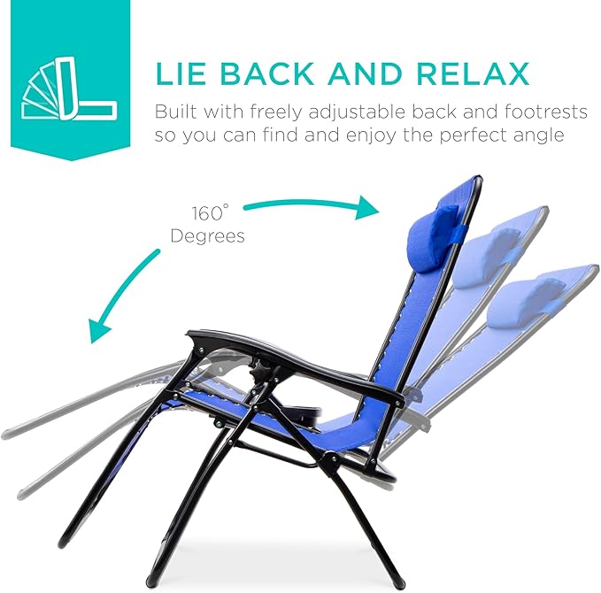 Best Choice Products Set of 2 Adjustable Steel Mesh Zero Gravity Lounge Chair - Image 3
