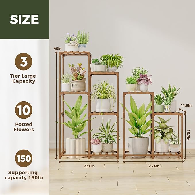 Bamworld Indoor Plant Stands Outdoor Combo Plant Shelves - Image 6