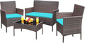 Greesum Patio Furniture 4 Pieces Conversation Sets Outdoor Wicker Rattan Chairs by BuynowfromGreesum