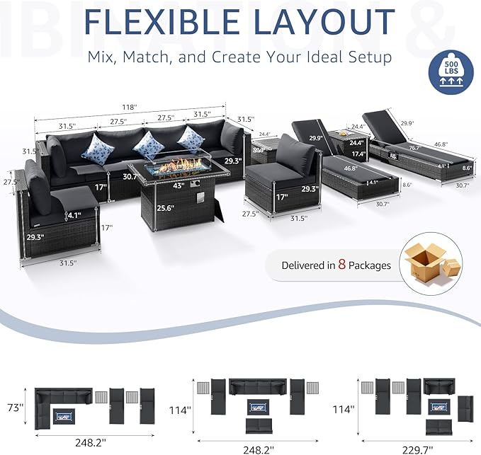 NICESOUL 11 Piece Patio Furniture Set - Image 3