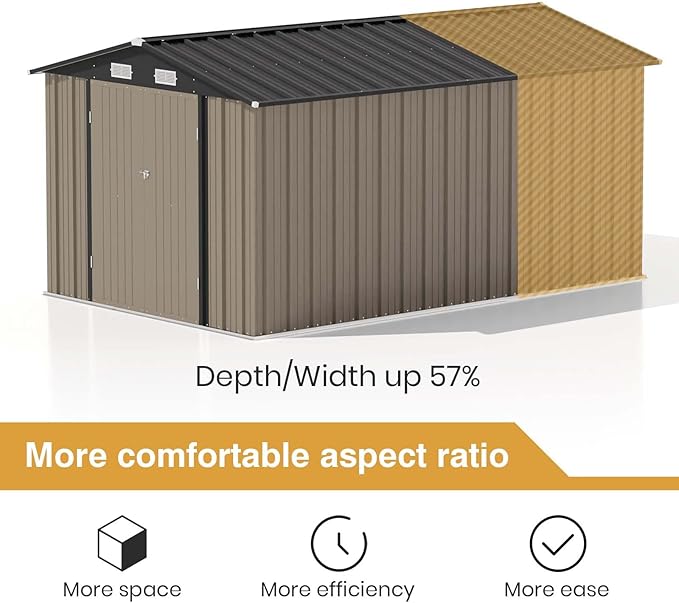 Patiowell 12 x 8 FT Outdoor Storage Shed, Steel Shed Storage House - Image 7