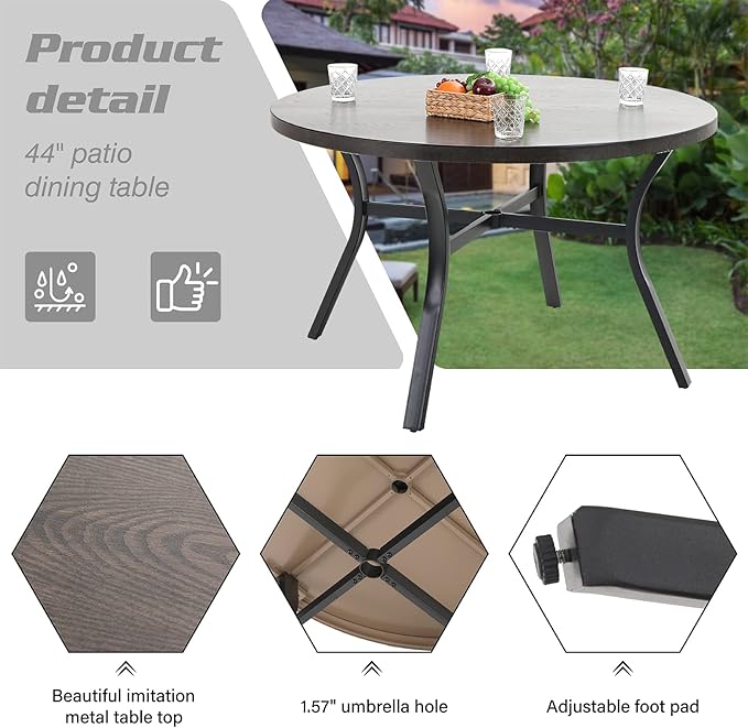 Sophia & William Patio Dining Set 5 Pieces, 4 x Patio Dining Chairs Textilene - Image 5