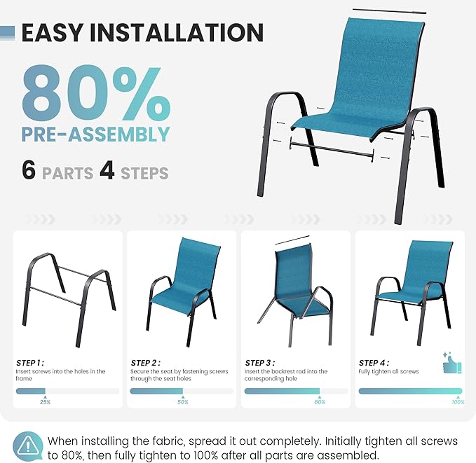 Patio Dining Chairs Set of 4, Stackable Dining Chairs High Back, Breathable - Image 8