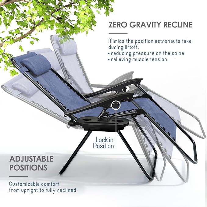 Nestl Zero Gravity Chairs, Portable Patio Lounge Chair Outdoor - Image 4