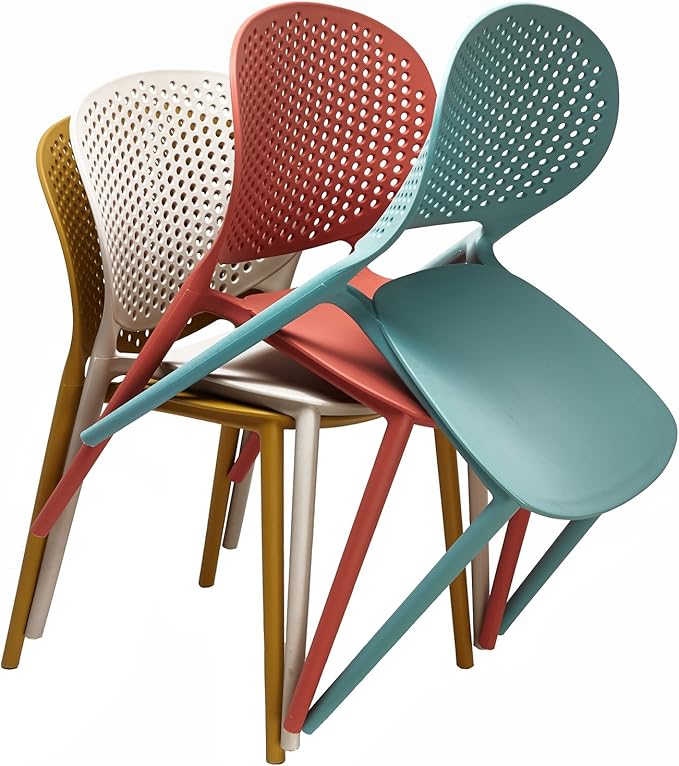 2xhome Set of 3 Patio Dining Chairs | Modern Stackable Outdoor Pool Side Chair - Image 6