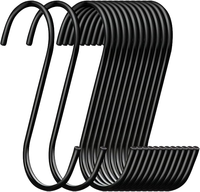 30 Pack 3.7 inch Length S Hooks Black Steel S Shaped Hooks by ESFUN