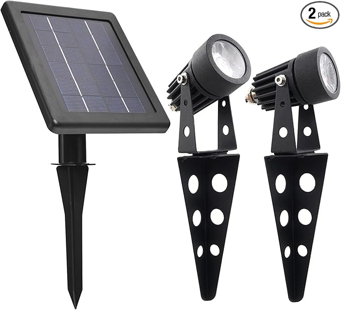 MINI 50X Twin Solar-Powered Cast Aluminium Warm White LED Spotlight 60-100 by SolarLightMart