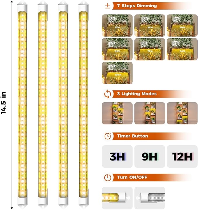 Bamworld Plant Stand with Grow Lights Large Plant Shelf - Image 4