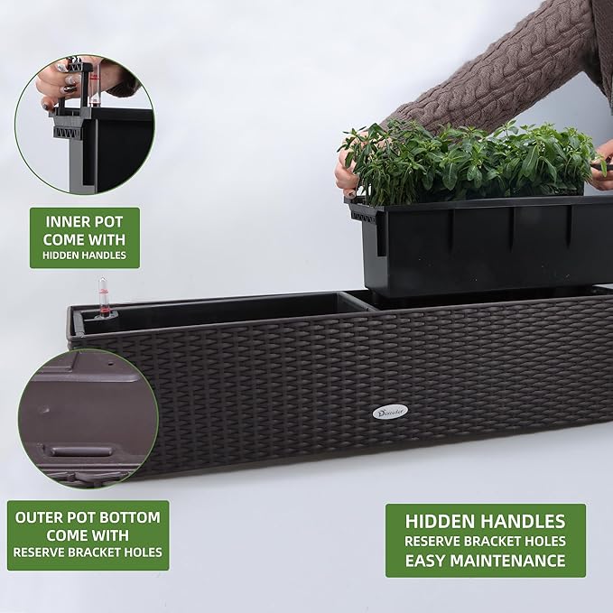 Dexceder 31.5 Inch Rattan Self Watering Planter Indoor Outdoor, Thickened Large - Image 4