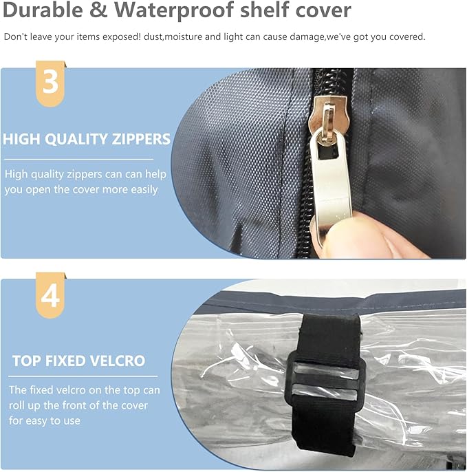 Waterproof Shelf Cover, 600D Heavy Duty Dustproof Storage Wire Rack Covers - Image 7