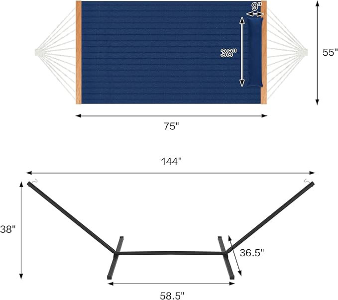 Two Person Hammock with Stand for Outside Heavy Duty, Outdoor Patio Hammock - Image 4