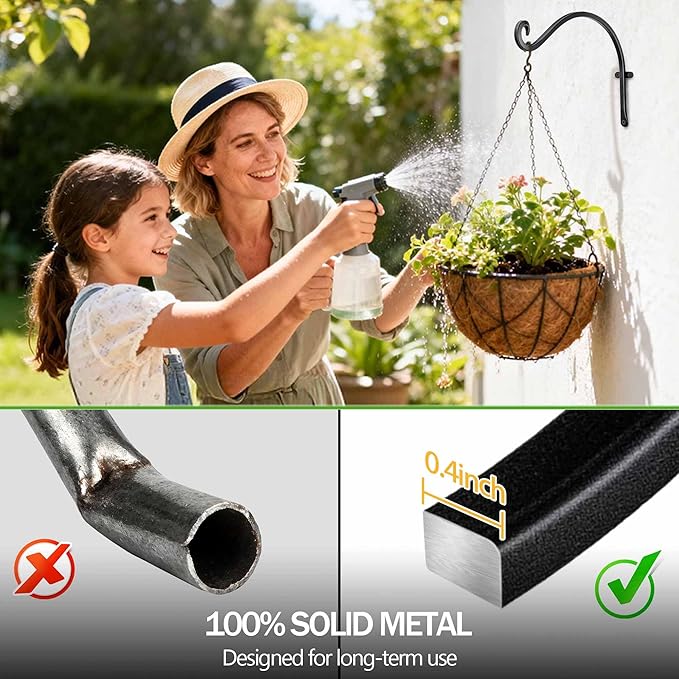 Qiang Ni Outdoor Bird Feeder Hanger Hooks: 12-Inch 50Lbs Wall Hanging Plant - Image 5