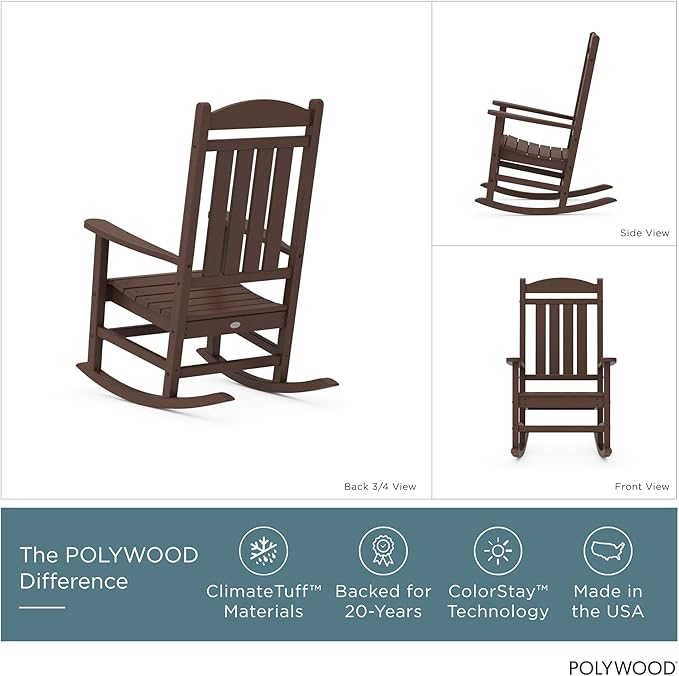 POLYWOOD Presidential Rocking Chair in Mahogany - Image 3