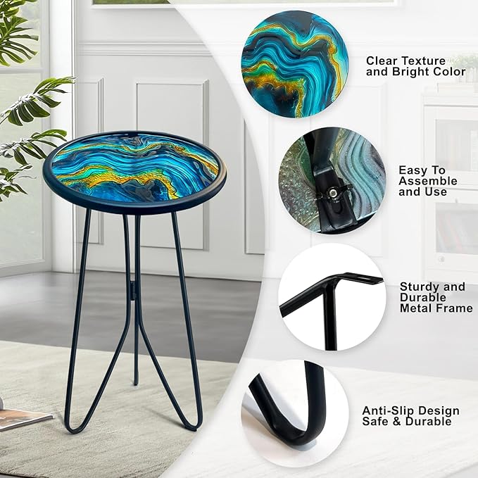 LIFFY Patio Side Tables, Round Decorative Plant Stand & Accent Table - Image 4