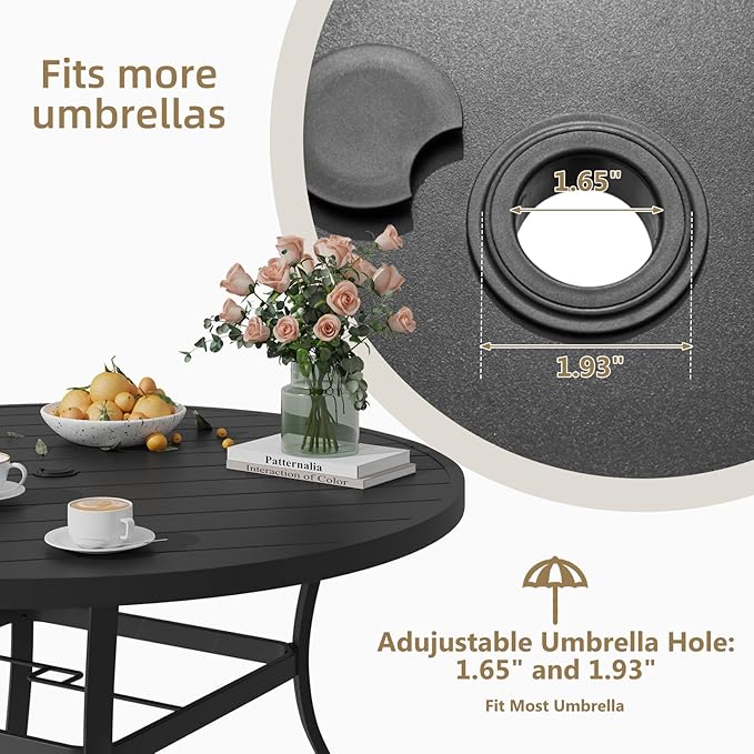 MELLCOM 53'' Round Outdoor Dining Table - Image 5